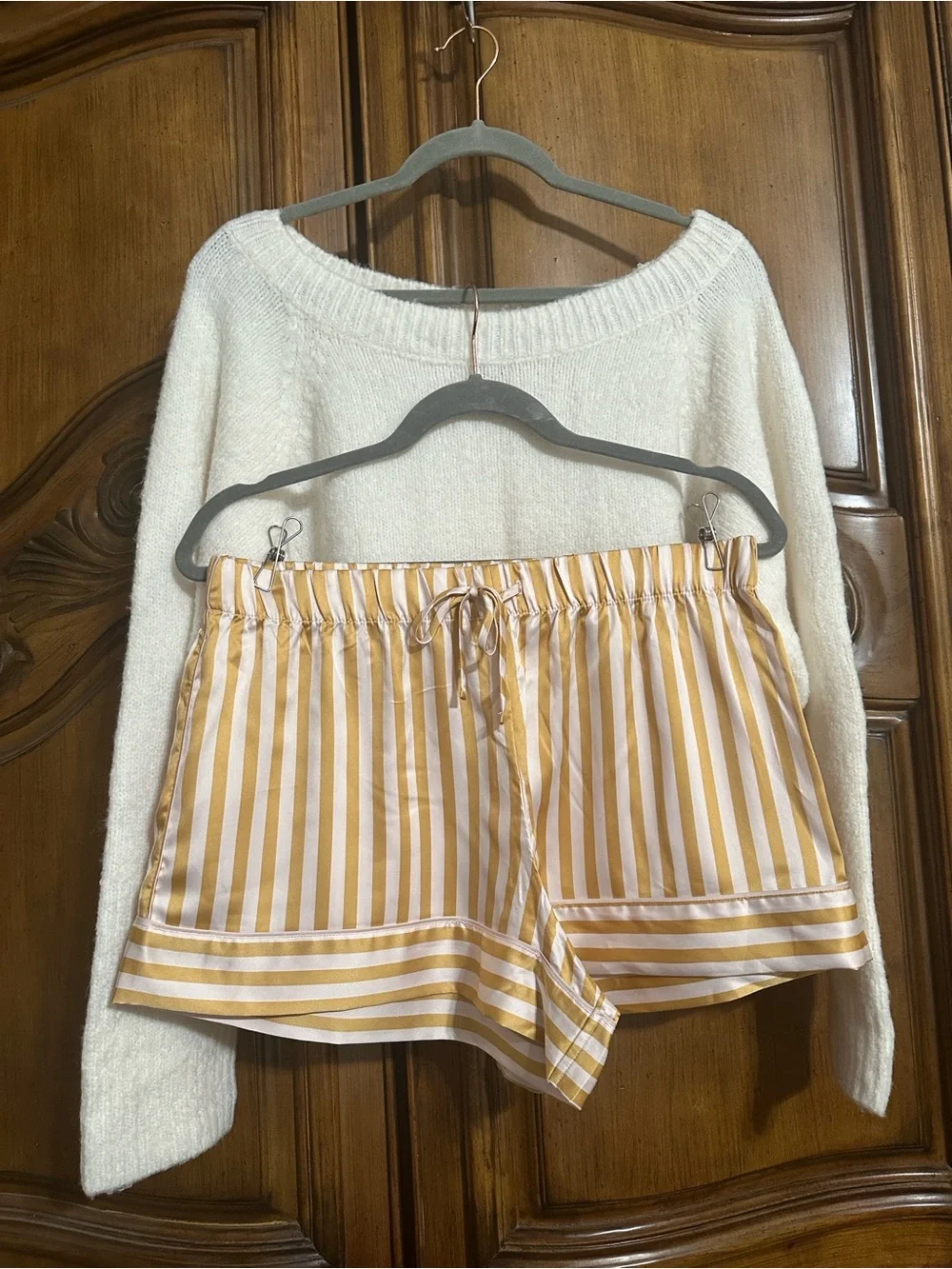 Victoria's Secret NEW Gold /Cream Iconic Striped Collection High-waist Short M